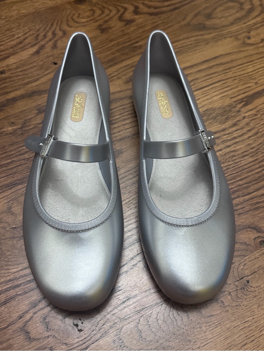 Melissa Silver Metallic Mary Jane Ballet Flats